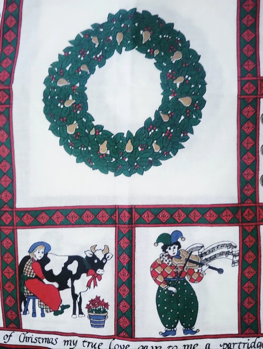 Vintage Sunweave 12 Days Of Christmas Holiday  Napkin Set Of 8